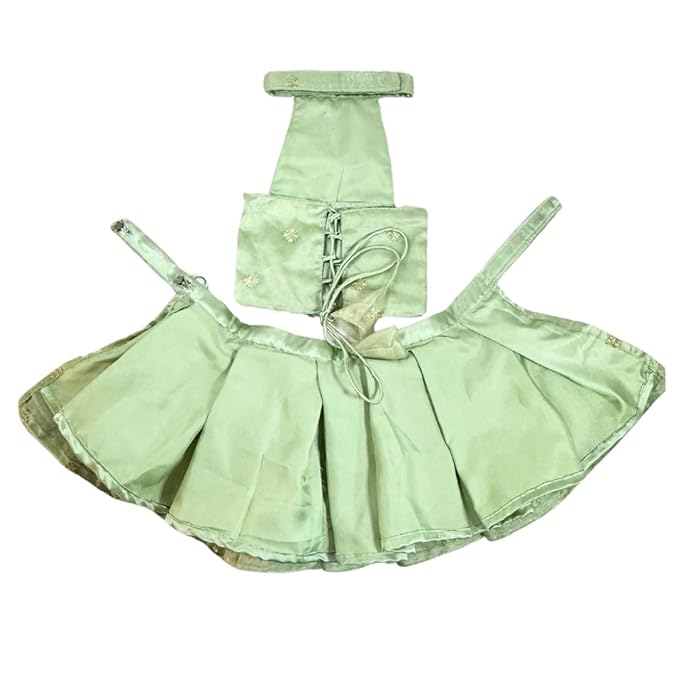 Pista Green Organza Pet Lehenga - for Dogs & Cats - Image 5