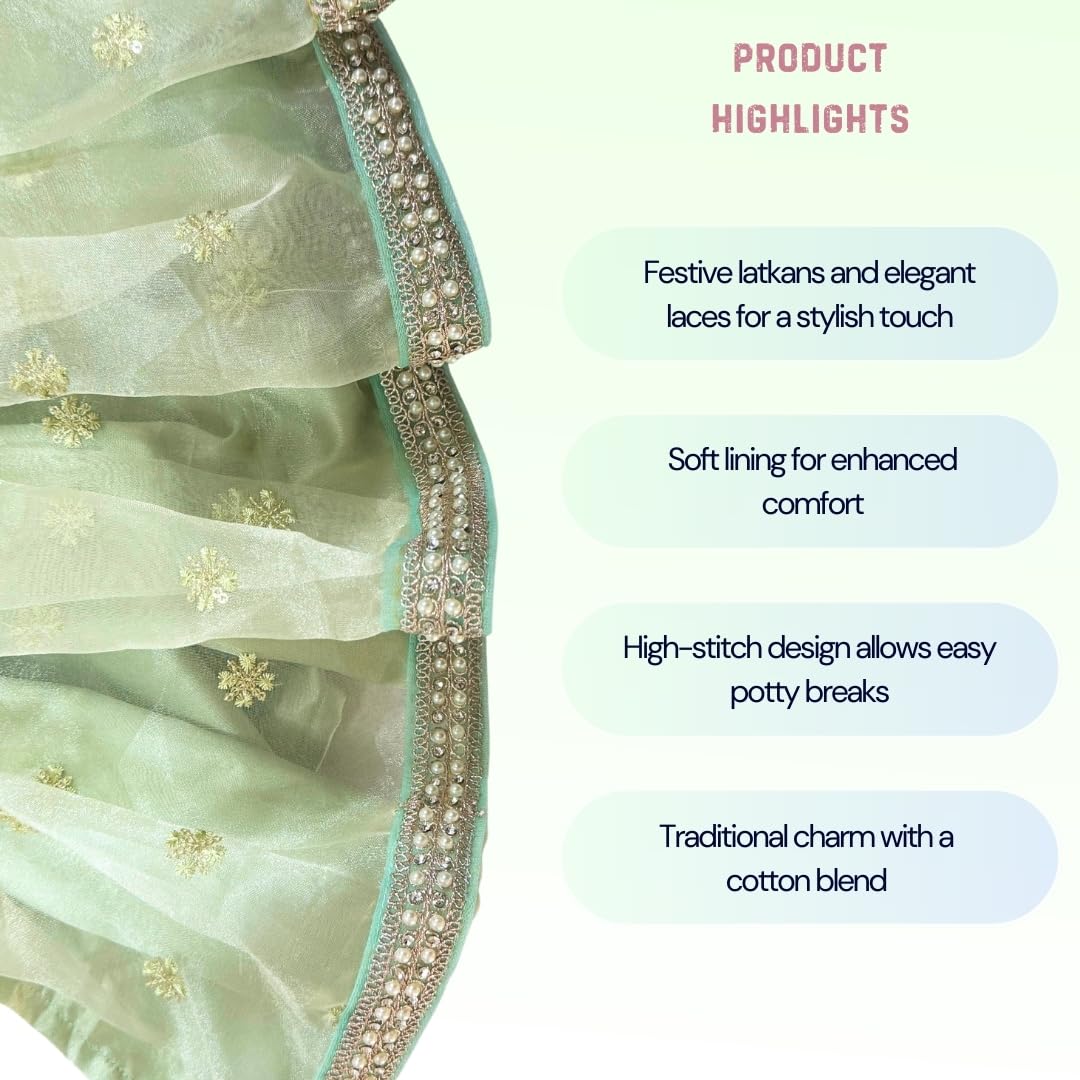 Pista Green Organza Pet Lehenga - for Dogs & Cats - Image 6