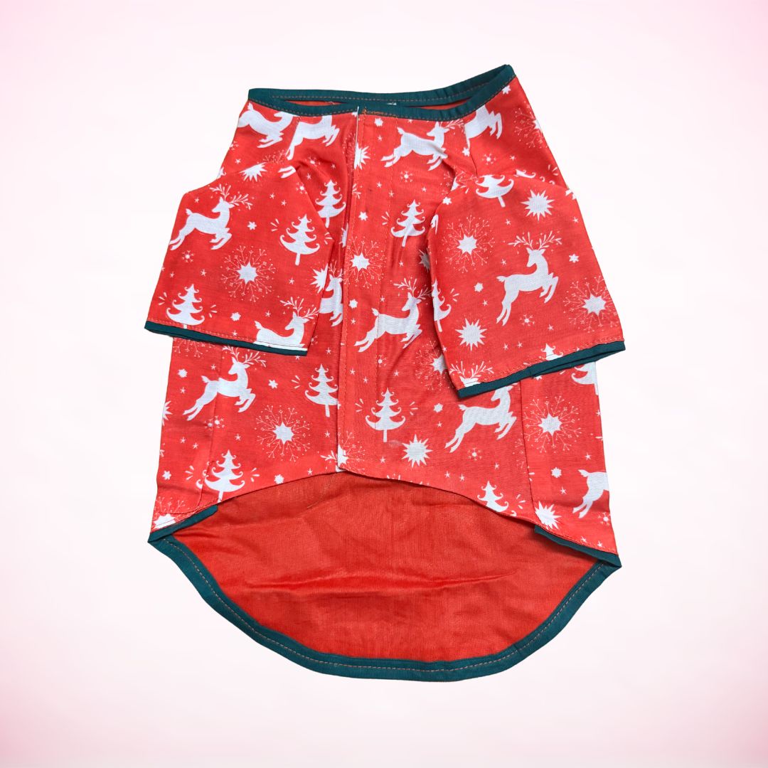 Dog Red Casual Printed Pure Cotton Kurta